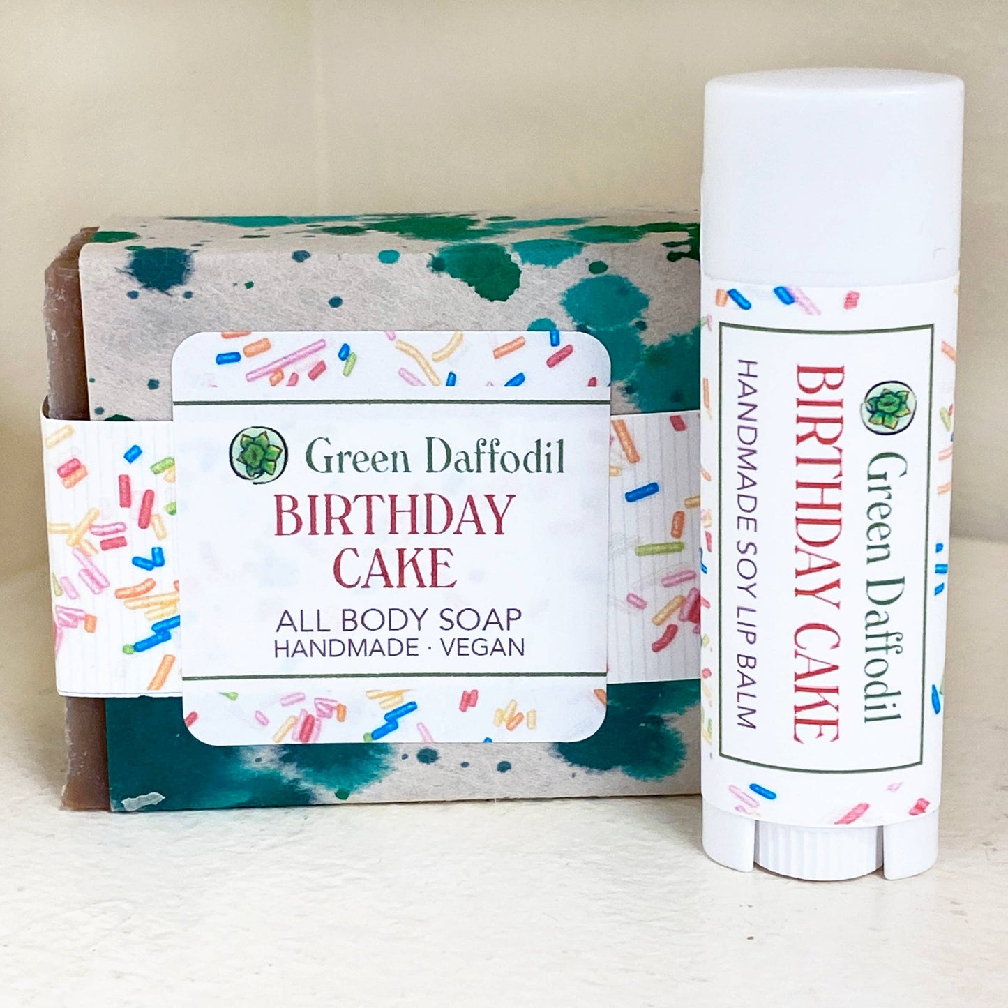 Birthday Cake Soap & Lip Balm Dish Gift Set