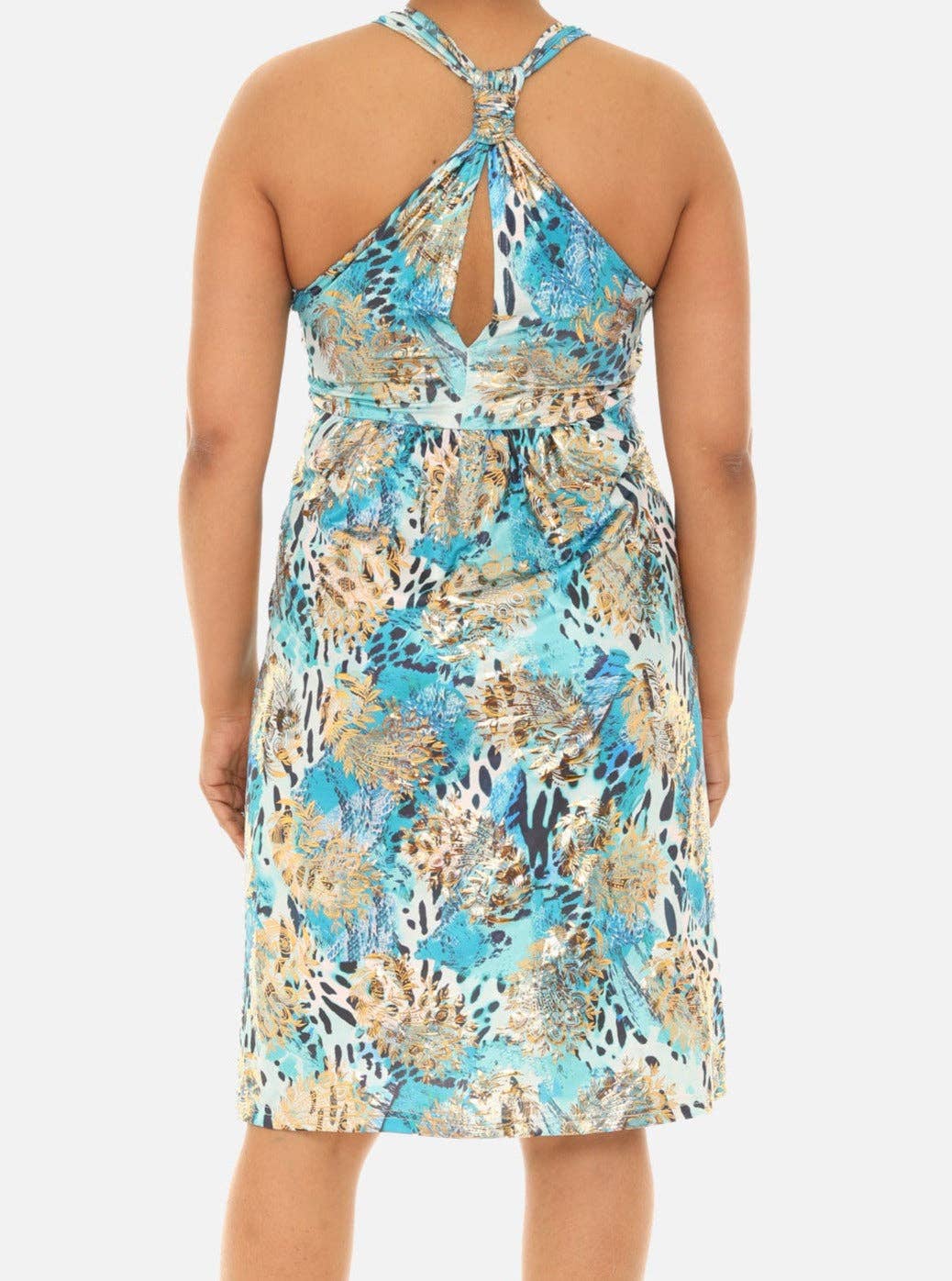 Sleevless Abstract Floral Halter Dress