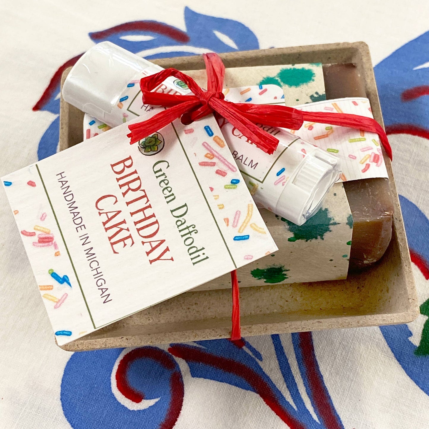 Birthday Cake Soap & Lip Balm Dish Gift Set