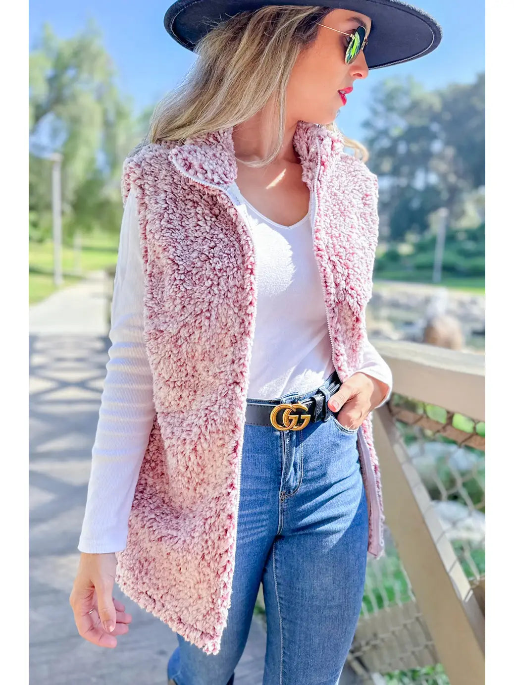 Burgundy Sherpa Fleece Vest