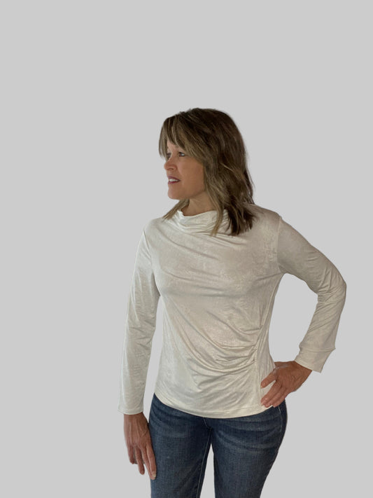 Silky Knit Top W/Side Ruching