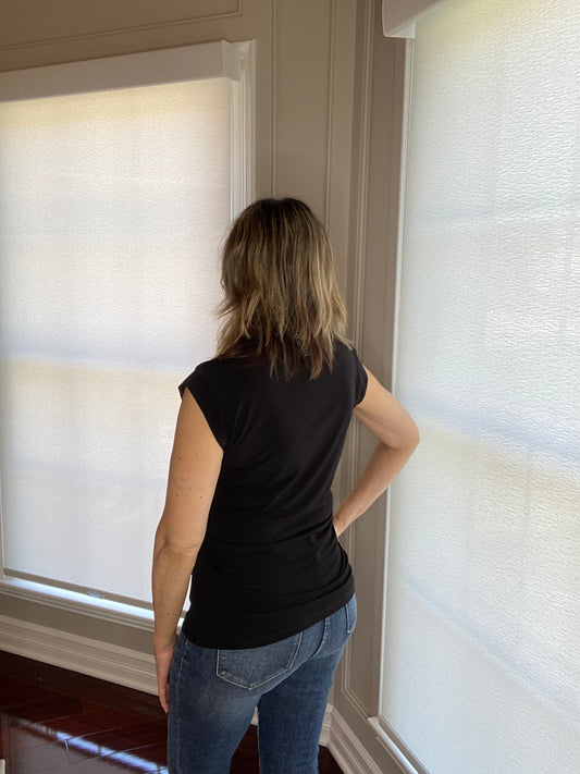 Cap Sleeve Top w/Side Ruching