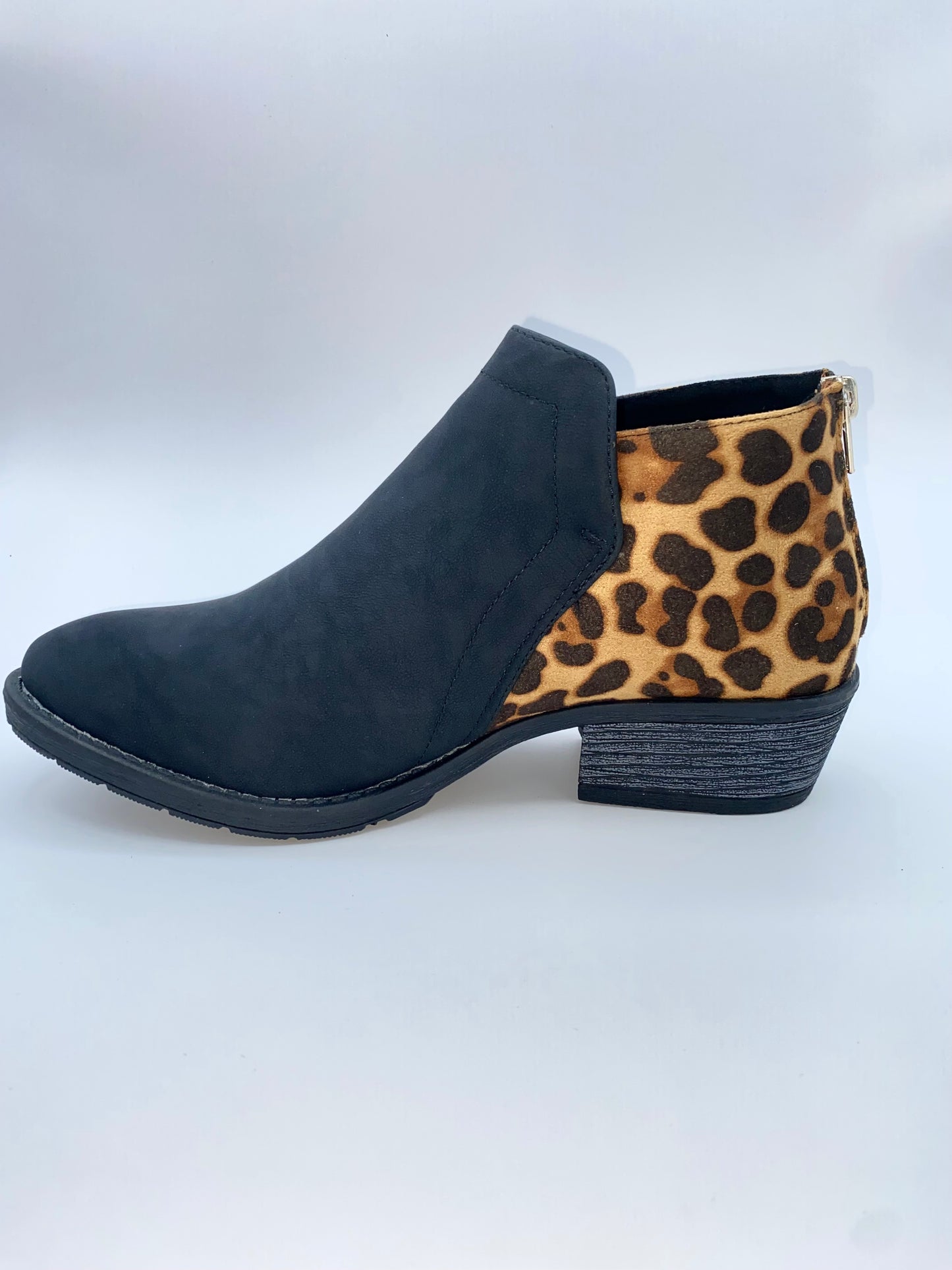 Kitty Black Leopard Bootie