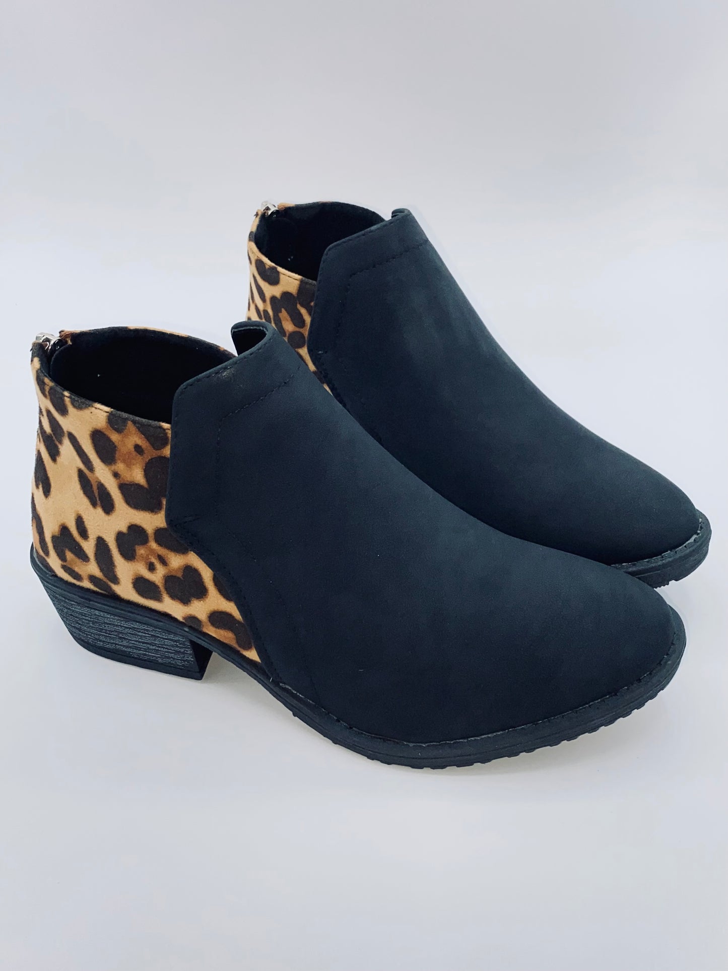 Kitty Black Leopard Bootie