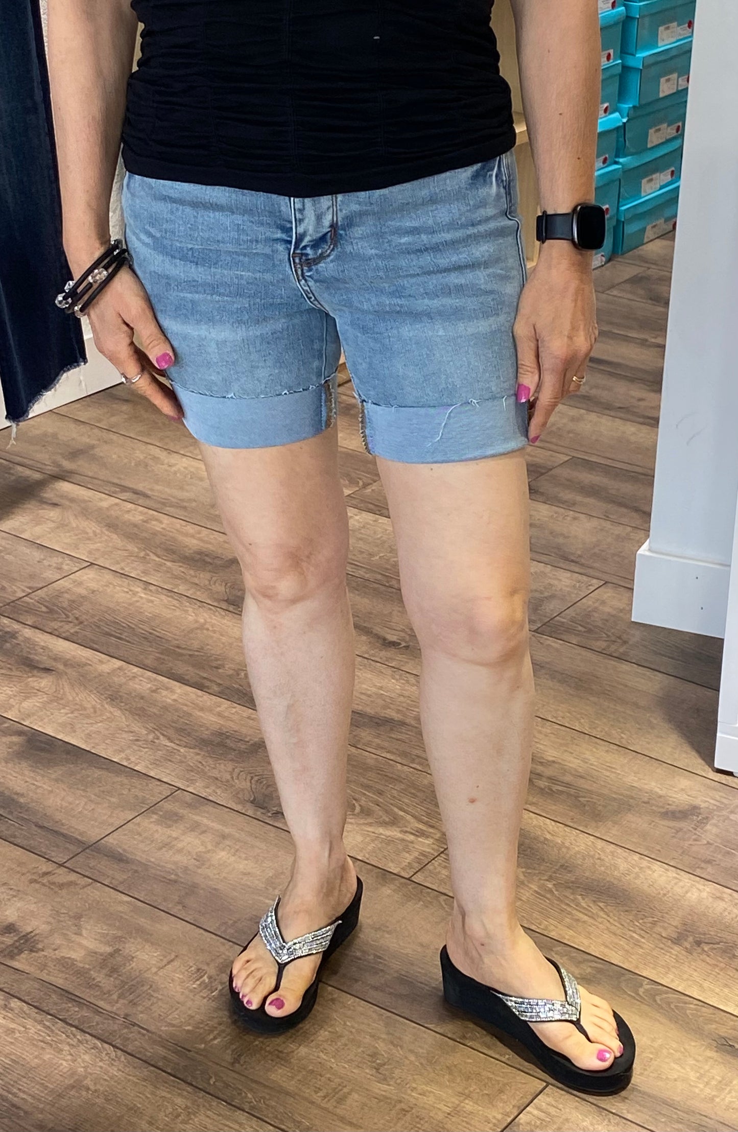 HW Tummy Control Cool Denim Shorts