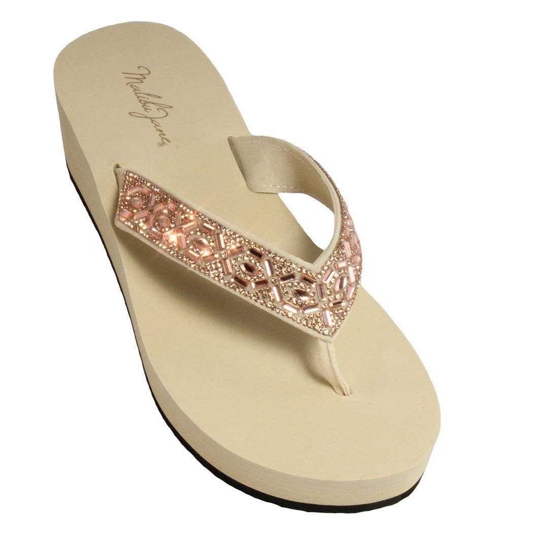 Brentwood Marquis Nude with Gold Crystal Strap – White Lavender Boutique LLC