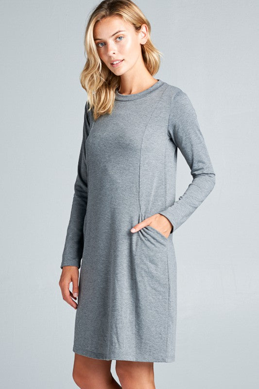 SOLID TERRY CLASSIC SHIFT CASUAL MINI DRESS *Online Exclusives*