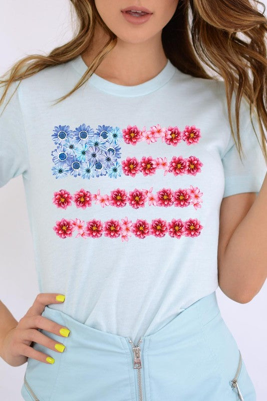 Flower USA Flag Graphic T Shirts *Onlline Exclusive*