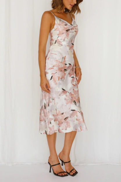 Floral Print Satin Midi Dress *Online Exclusive*