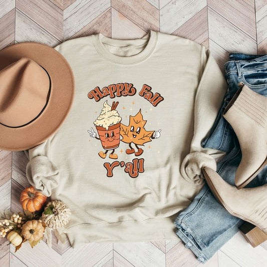 Retro Happy Fall Y'all Leaf Graphic Sweatshirt *Online Exclusive*