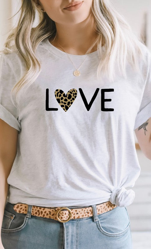 Love Leopard Print Heart Valentines Graphic Tee *Online Exclusive*