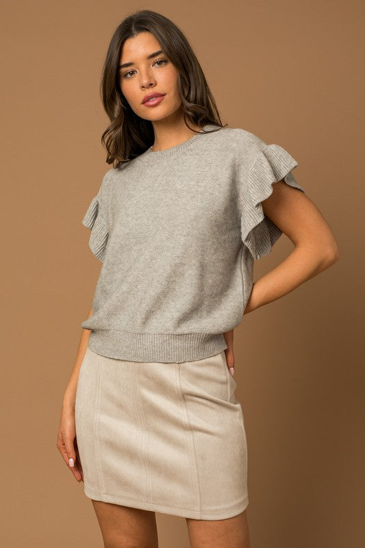 Ruffle Sleeve Knit Top *Online Exclusive*
