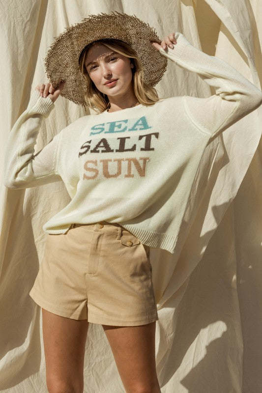Round Neck Long Sleeve Sea Salt Sun Sweater *Online Exclusive*