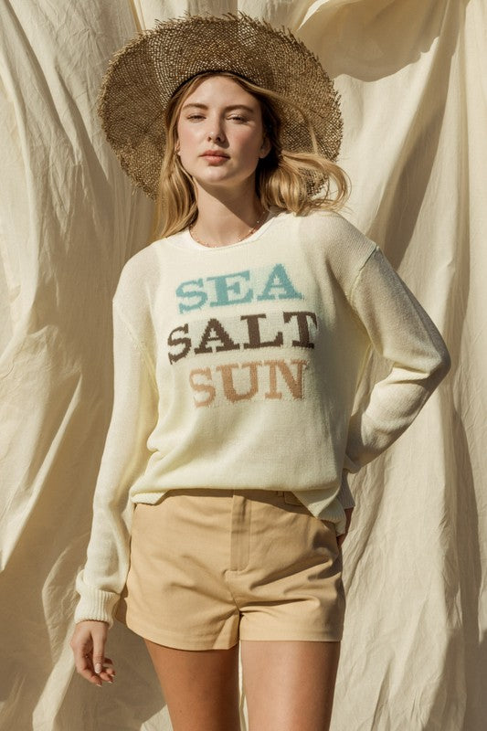 Round Neck Long Sleeve Sea Salt Sun Sweater *Online Exclusive*