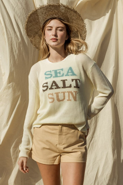 Round Neck Long Sleeve Sea Salt Sun Sweater *Online Exclusive*