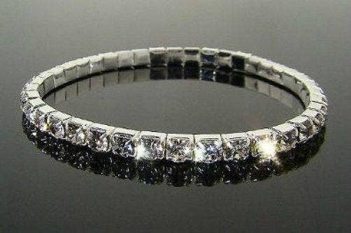 Austrian Crystal Bracelet In Sterling Silver Overlay