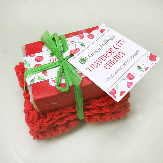 Traverse City Cherry Soap & Washcloth Gift Set - Michigan