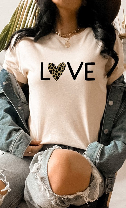 Love Leopard Print Heart Valentines Graphic Tee *Online Exclusive*