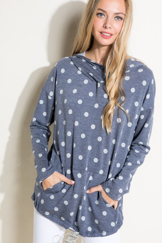 POLKA DOT PRINT TERRY SWEATSHIRT TOP *Online Exclusive*