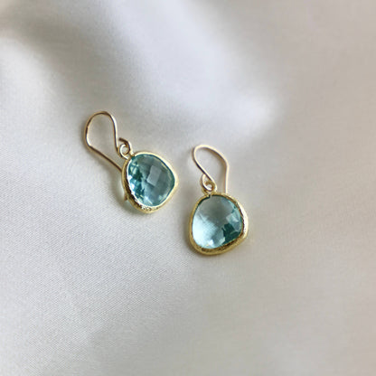 MEDIUM AQUAMARINE BEZEL EARRINGS