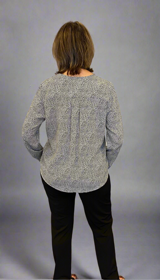 Black & White Print Surplice Top