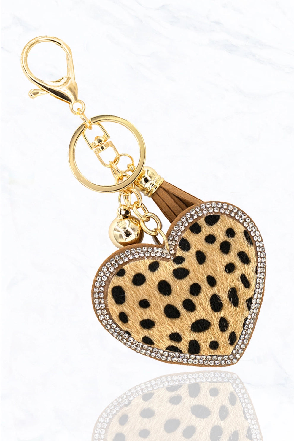 Cheetah Fur Heart Cushion Keychain