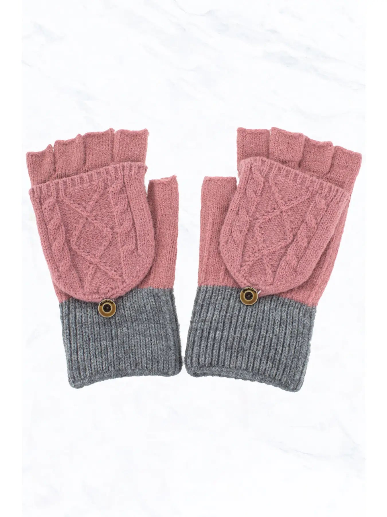 Fingerless With Cover Gloves Pink