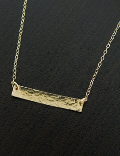 Gold Filled Hammered Bar Necklace