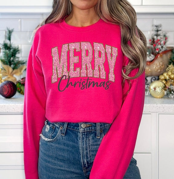 Pink Merry Christmas Sweatshirt