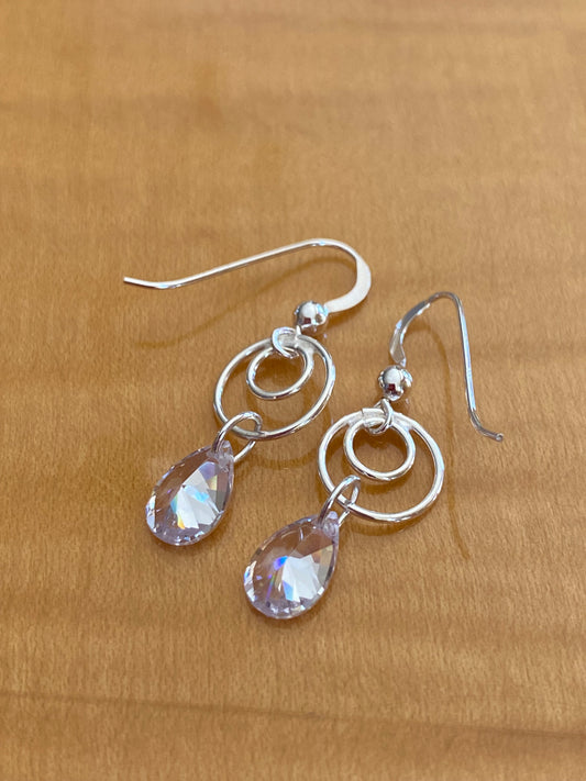 Swirly Round CZ-Clear Earrings