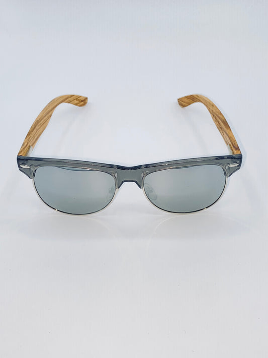 Hybrid Zebra Wood Browline Retroshade Sunglasses