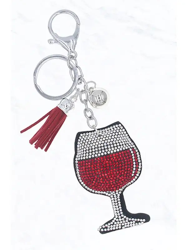 Red Wine Bling Keychain