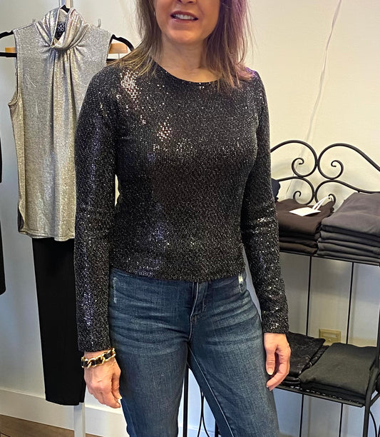 Sequin Long Sleeve Crop 