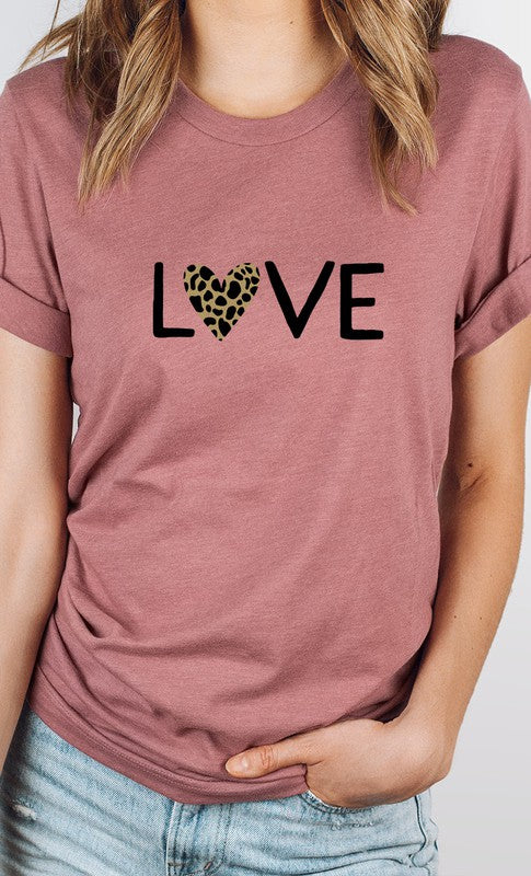 Love Leopard Print Heart Valentines Graphic Tee *Online Exclusive*