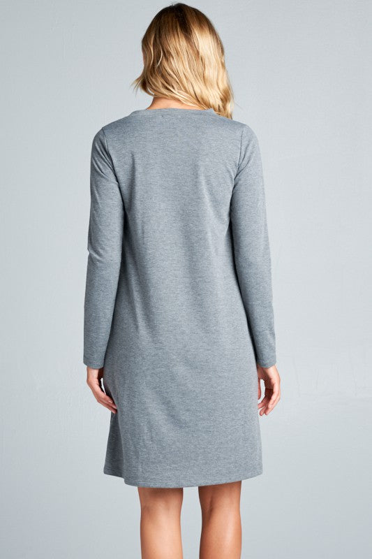 SOLID TERRY CLASSIC SHIFT CASUAL MINI DRESS *Online Exclusives*