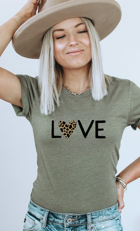 Love Leopard Print Heart Valentines Graphic Tee *Online Exclusive*