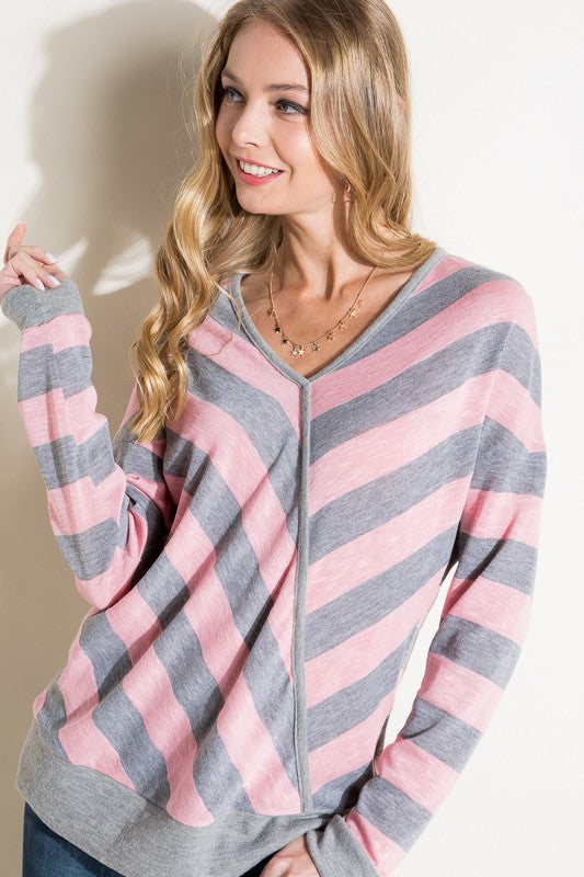 STRIPE V NECK TOP *Online Exclusive*