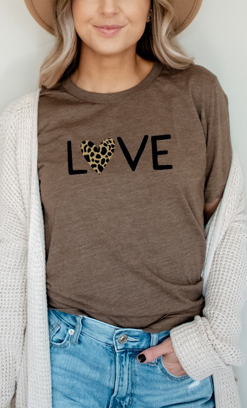 Love Leopard Print Heart Valentines Graphic Tee *Online Exclusive*