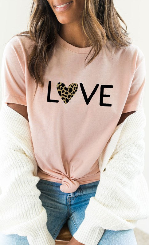 Love Leopard Print Heart Valentines Graphic Tee *Online Exclusive*