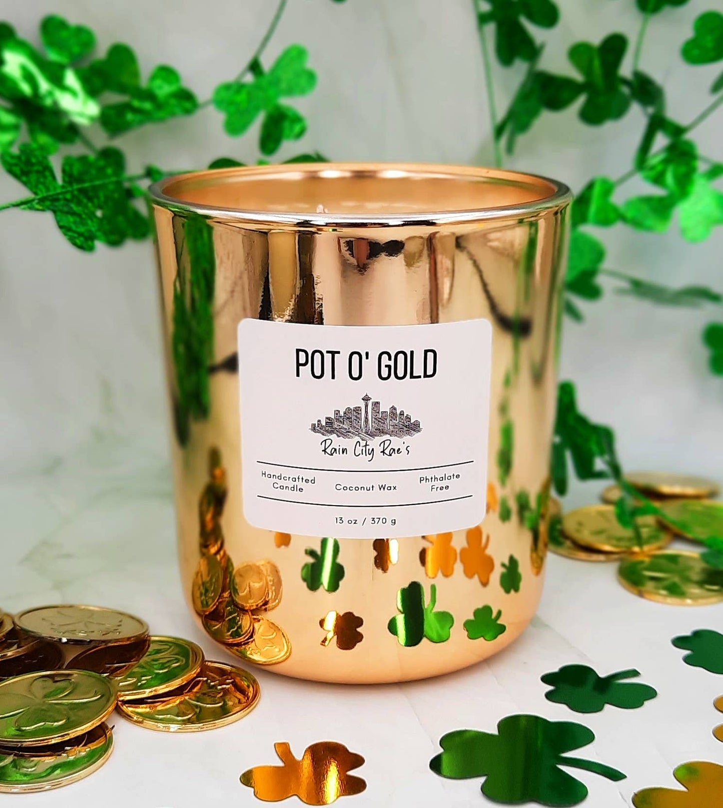 St Patricks Day Pot of Gold Candle