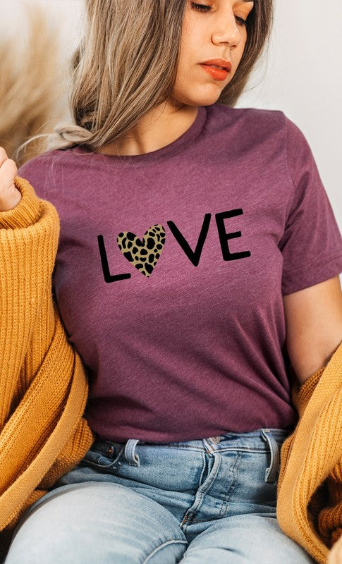 Love Leopard Print Heart Valentines Graphic Tee *Online Exclusive*