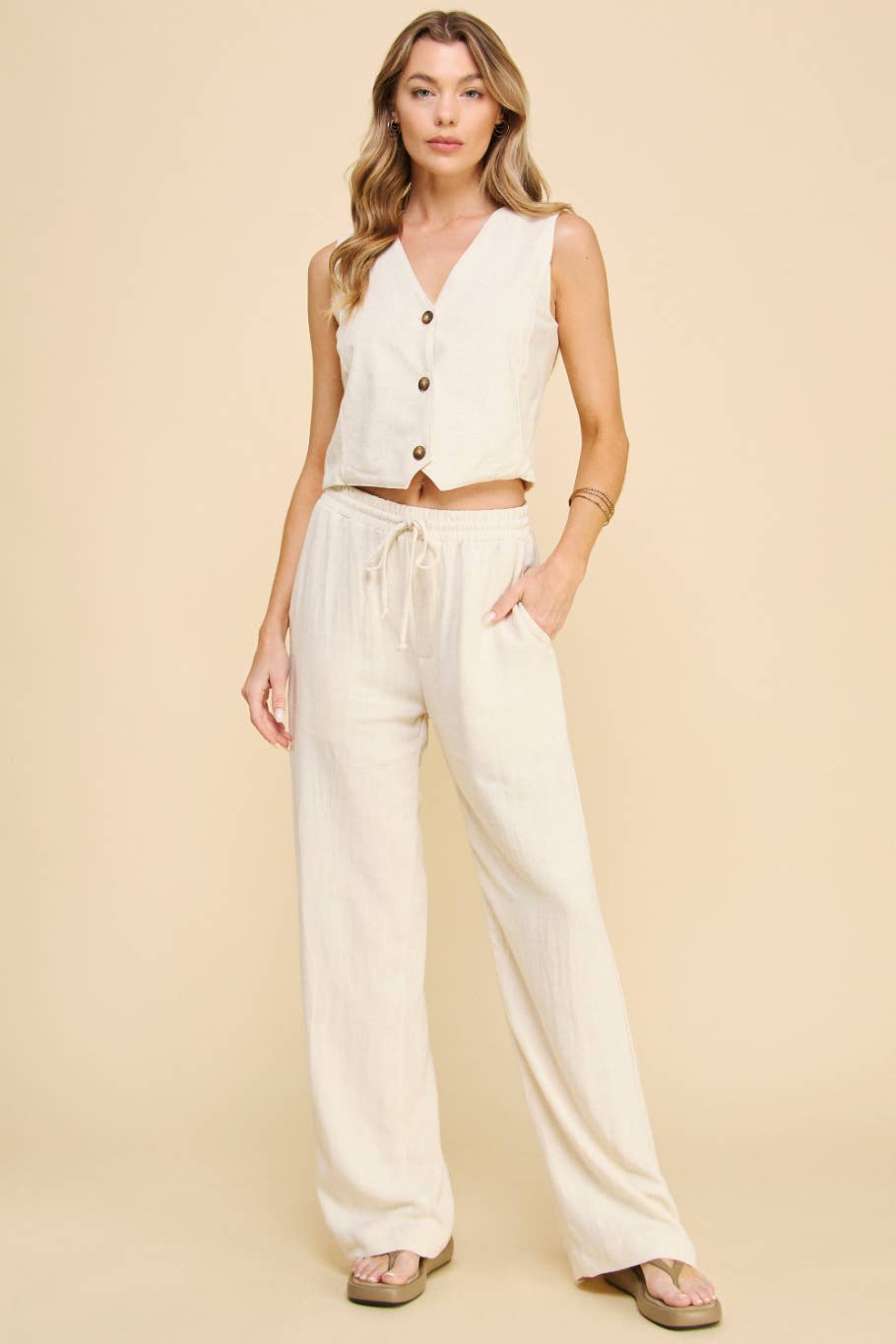 Evergreen Linen Pants Oatmeal Neutral